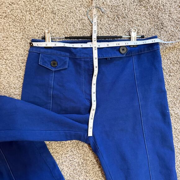 Derek Lam 10 Crosby High Waist Cobalt Pant white stitching Size 4 - Picture 7 of 8